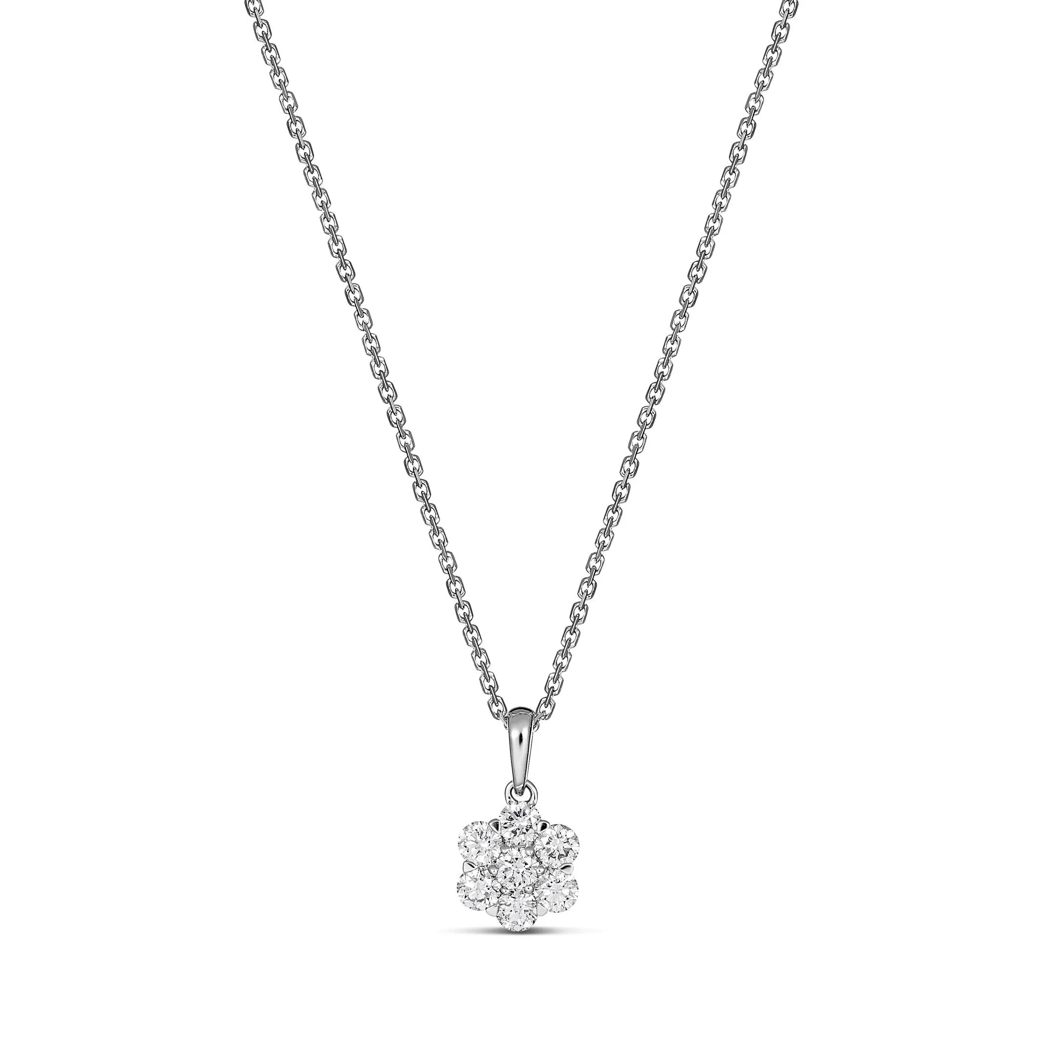 Daisy Diamond Pendant | White Gold