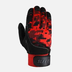 Digital Camo Red Beast Batting Gloves