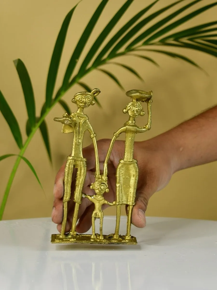 Dokra Family T1: Handcrafted Brass Tabletop Decor Masterpiece