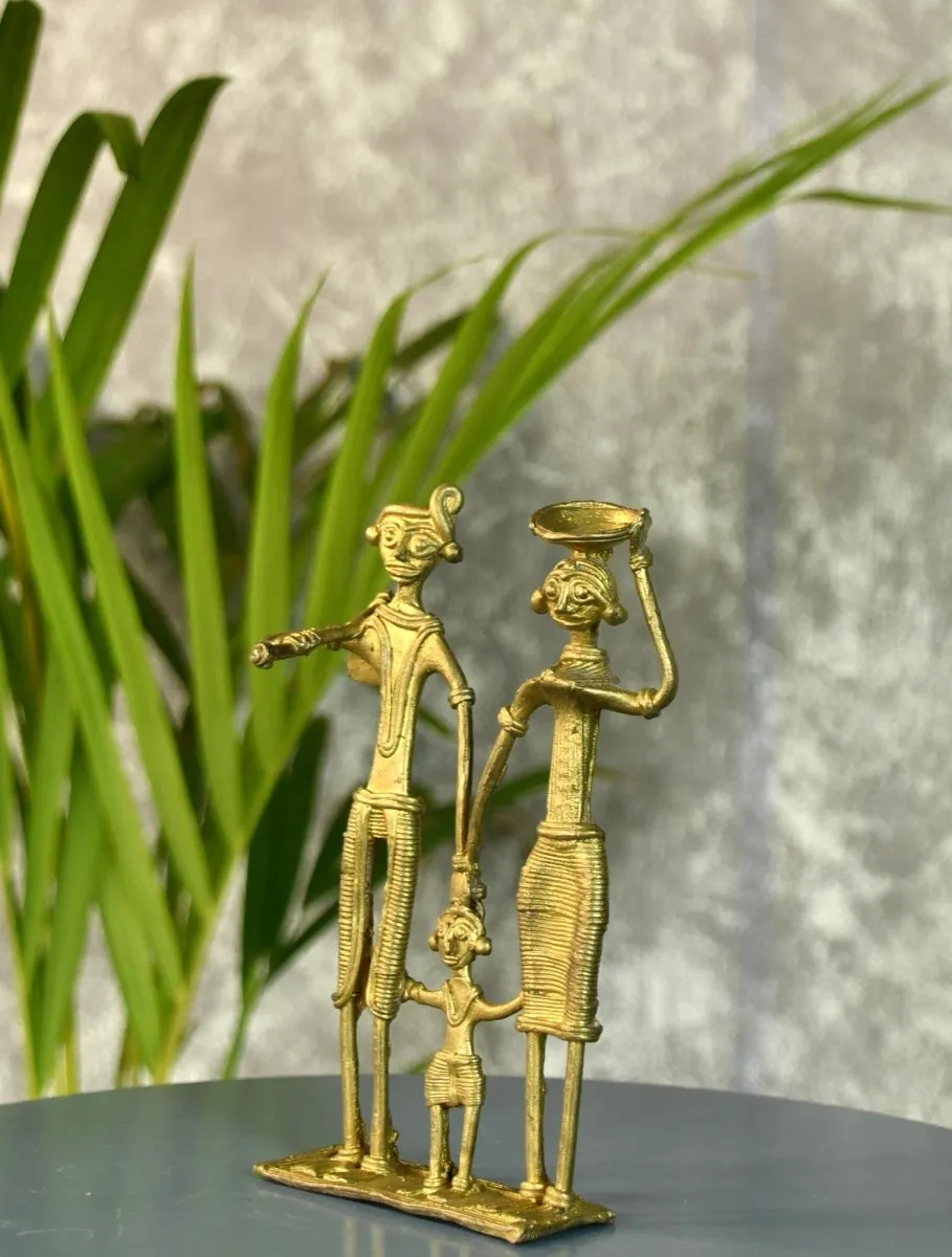 Dokra Family T1: Handcrafted Brass Tabletop Decor Masterpiece