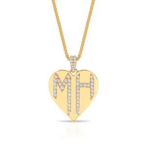 Dripping Letters Monogram Heart Necklace