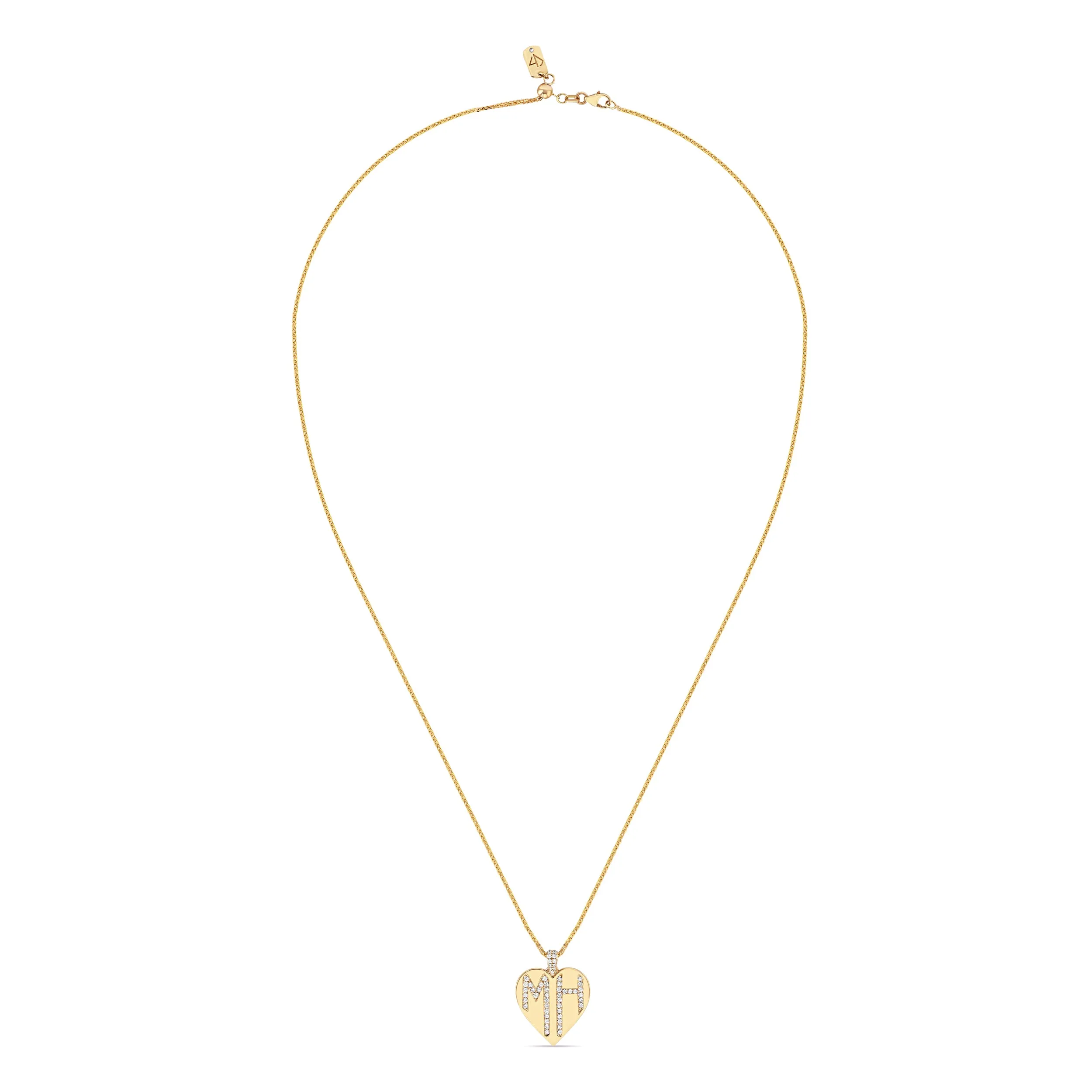Dripping Letters Monogram Heart Necklace