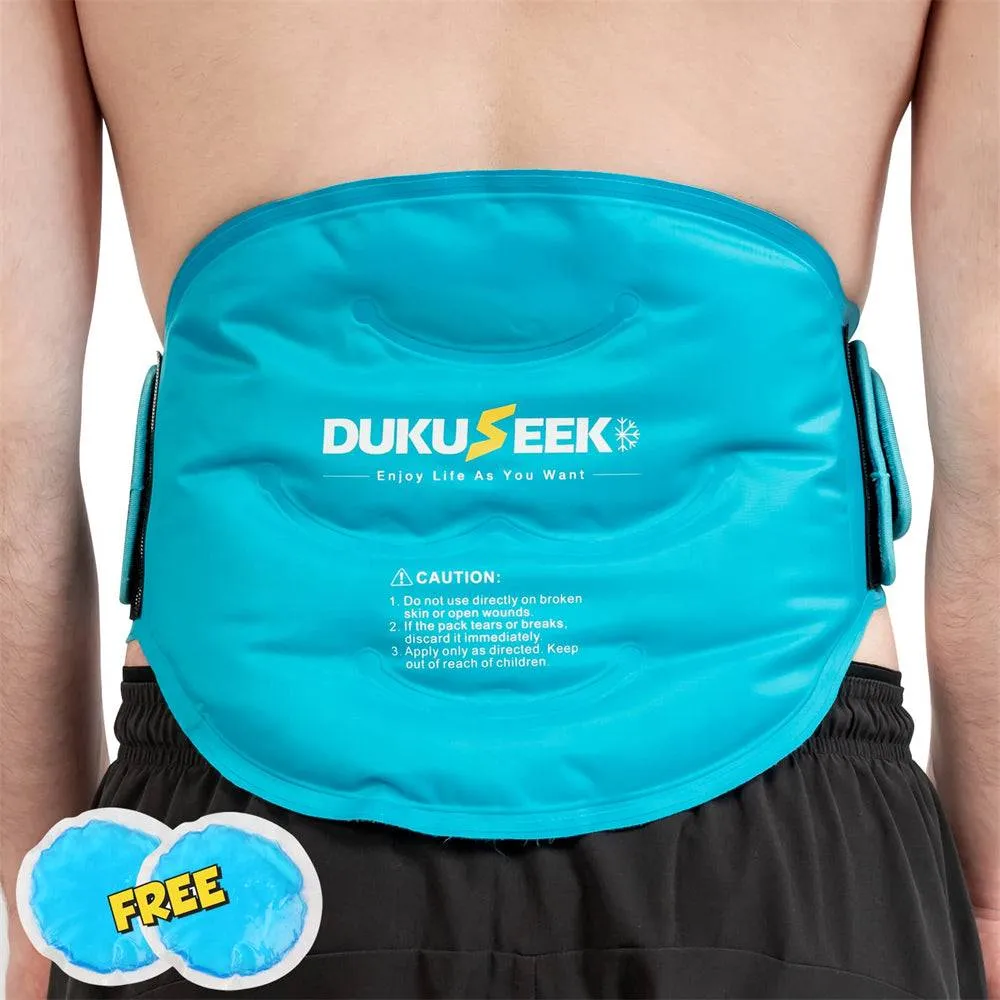 DUKUSEEK Gel Ice Pack for Back Injuries and Pain Relief-with Reuseable Gel Packs and Detachable Straps- for Lower Back, Lumbar, Hip