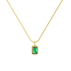 Emerald Zircon Micro Inlaid Necklace: 18k Gold Plated Chinese Style Jewelry