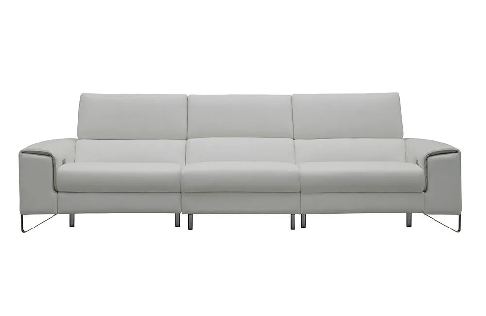 Emilio Italian Modern White Leather Sofa w/ Recliners