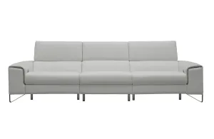 Emilio Italian Modern White Leather Sofa w/ Recliners
