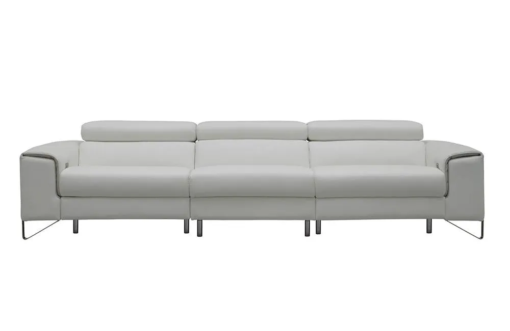 Emilio Italian Modern White Leather Sofa w/ Recliners