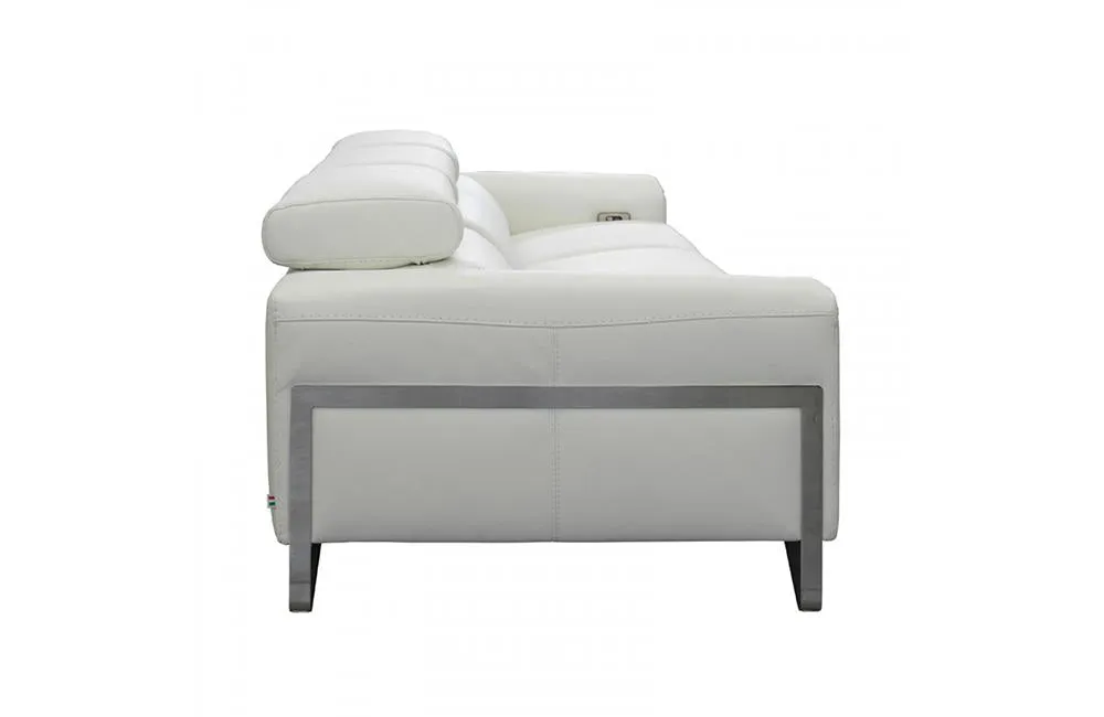 Emilio Italian Modern White Leather Sofa w/ Recliners