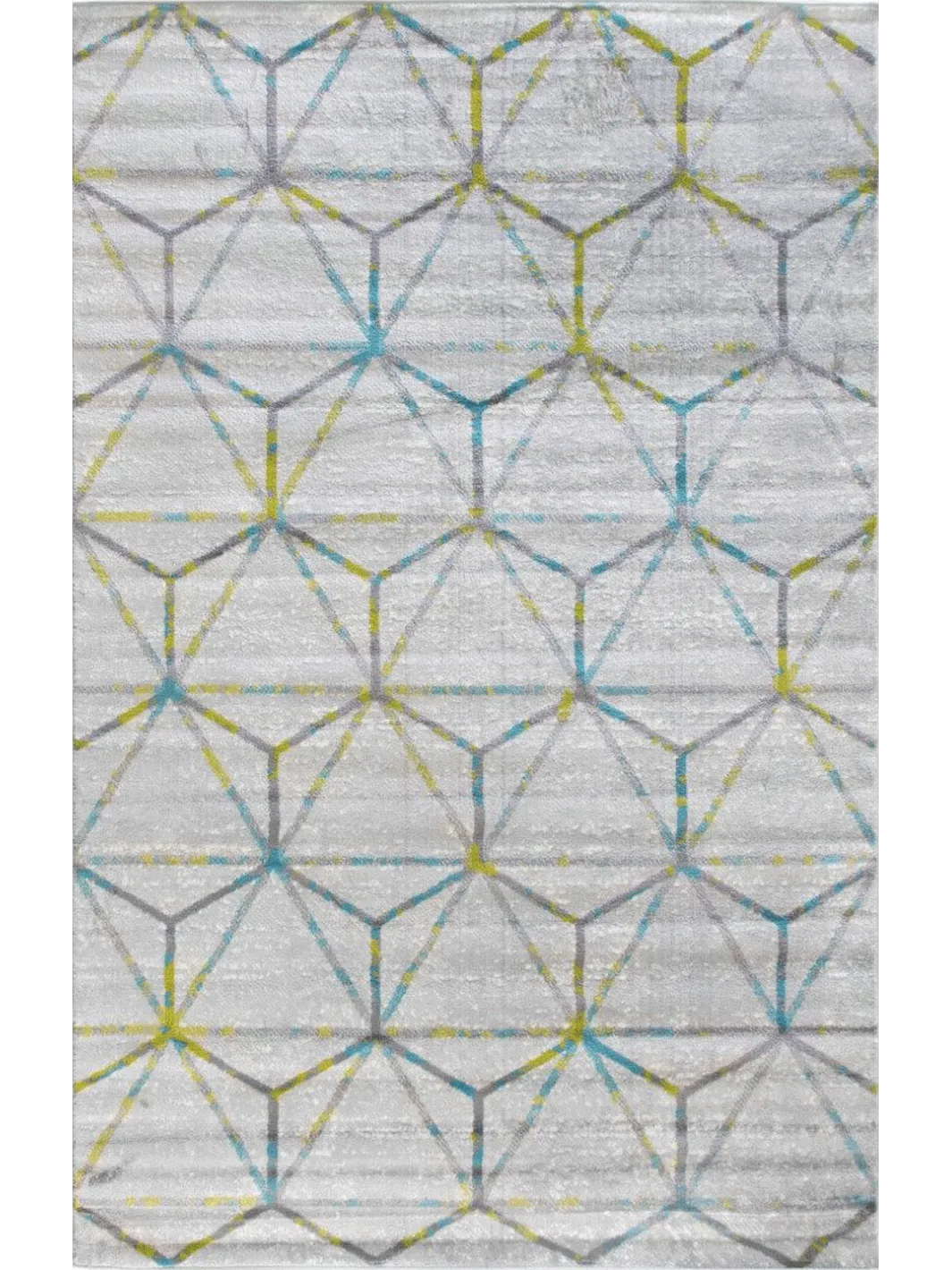 Freedom Grey Green Blue Geometric Hexa Pattern Rug