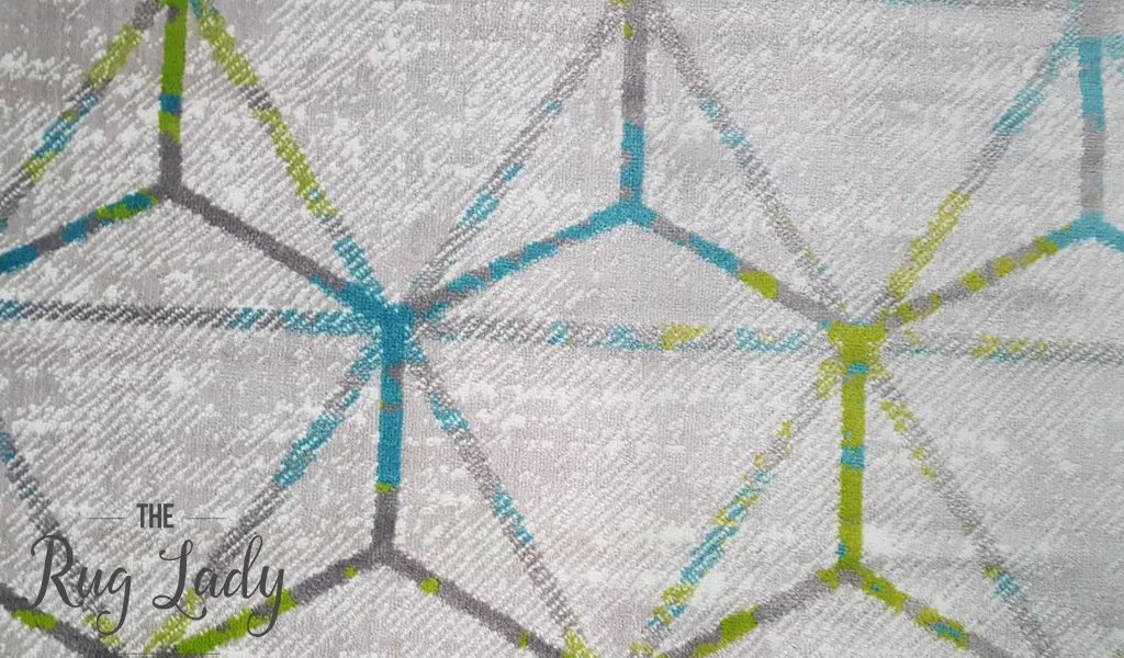 Freedom Grey Green Blue Geometric Hexa Pattern Rug