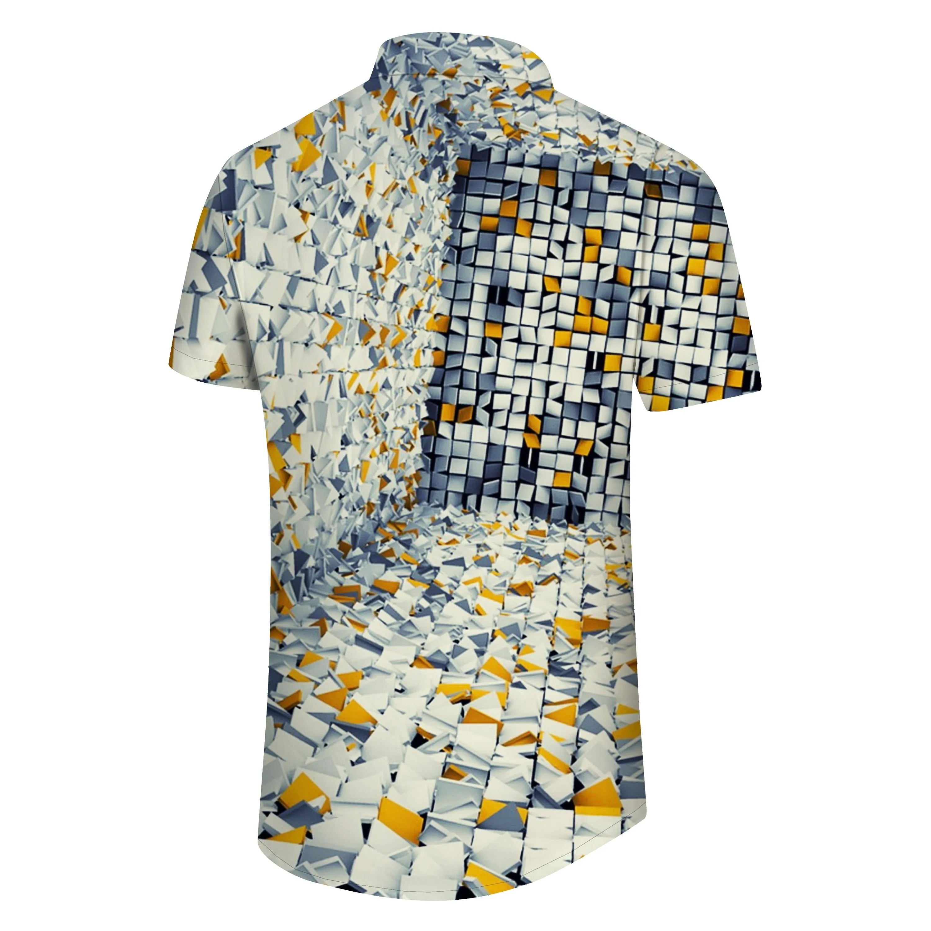 Glass shape colorful everyday shirt hawaiian button men casual 3d print pattern abstract shirt beachwear geometric short sleeve