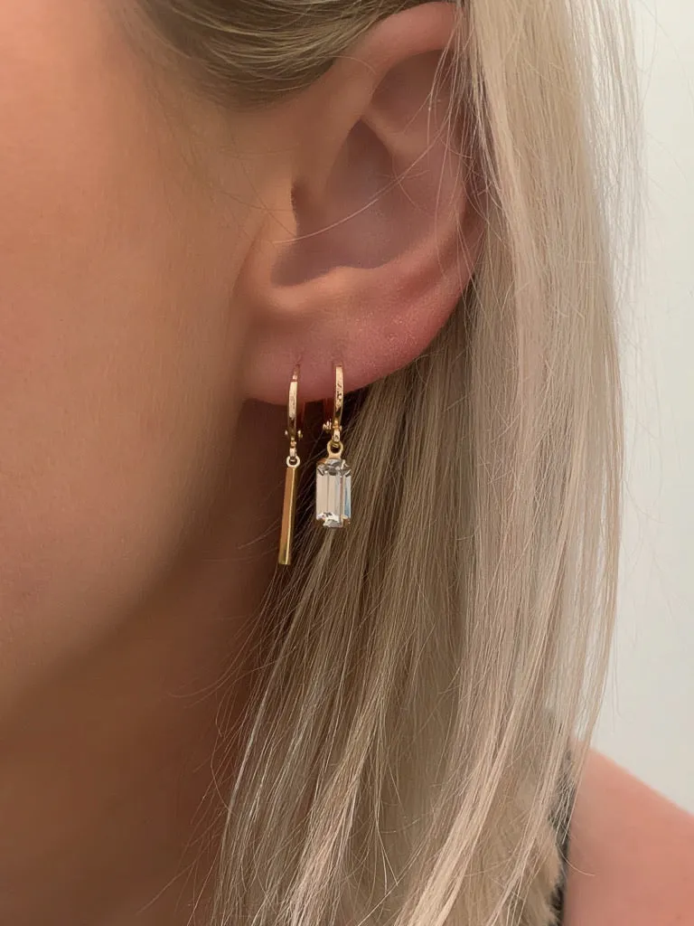 Gold Bar Huggie Earrings