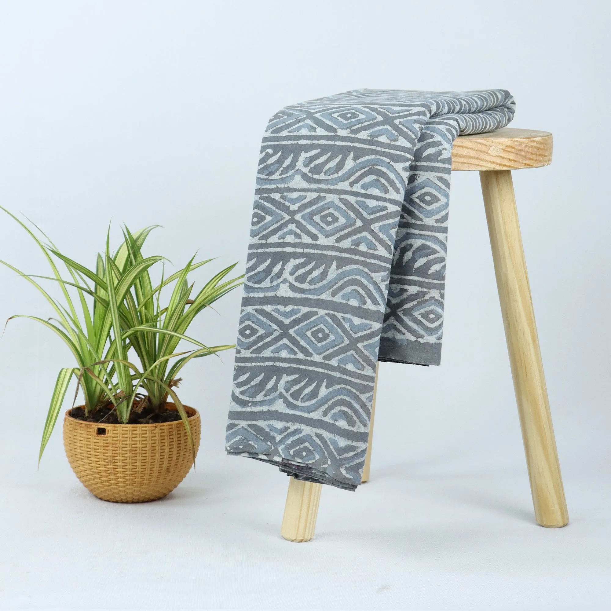 Handmade Geometrical Dabu Hand Block Printed Fabrics