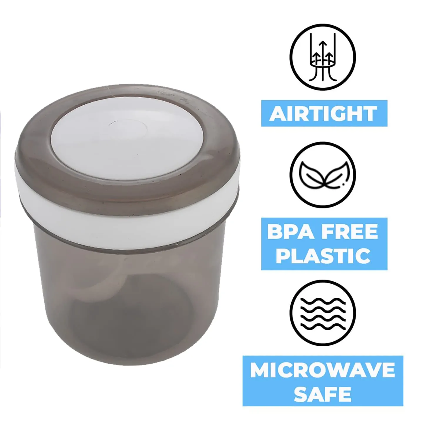 Heart Home Containers Set for Kitchen|BPA-Free Plastic 350 ML Storage Containers Set with Spoon for Kitchen|Pack of 9 (Gray)