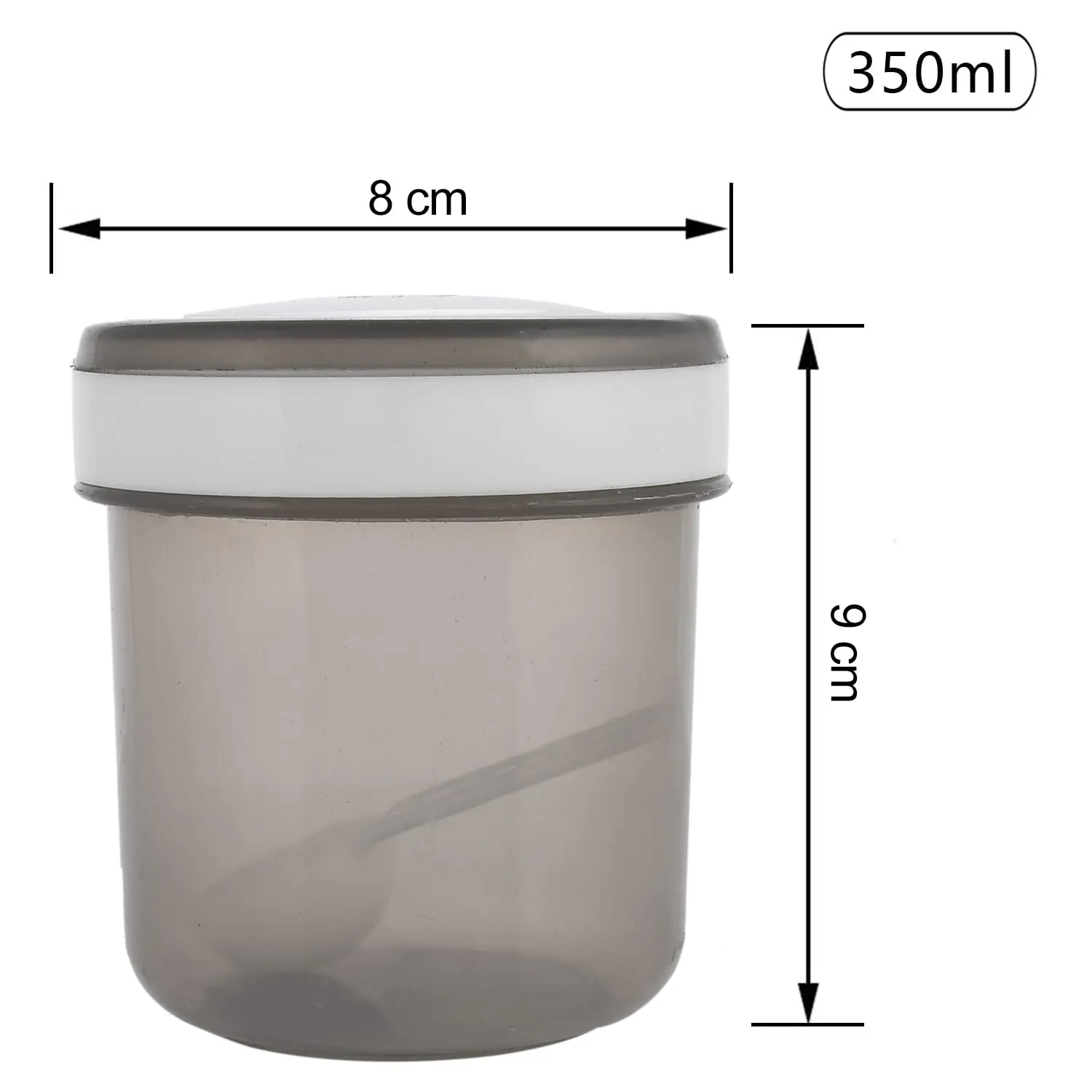 Heart Home Containers Set for Kitchen|BPA-Free Plastic 350 ML Storage Containers Set with Spoon for Kitchen|Pack of 9 (Gray)