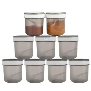 Heart Home Containers Set for Kitchen|BPA-Free Plastic 350 ML Storage Containers Set with Spoon for Kitchen|Pack of 9 (Gray)