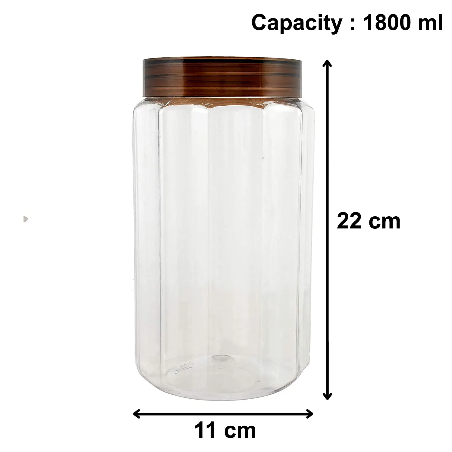 Heart Home Multipurpose Transparent Plastic Container with Airtight Lid,1800ml, Set of 6 (Brown)-HS42KUBMART25075