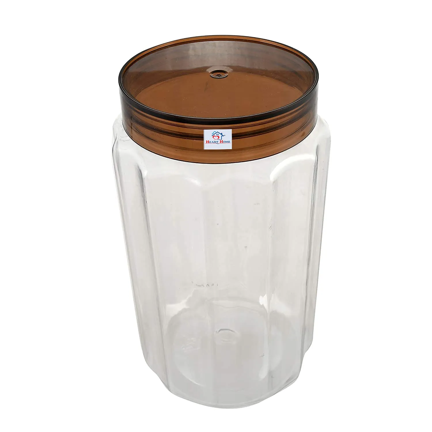 Heart Home Multipurpose Transparent Plastic Container with Airtight Lid,1800ml, Set of 6 (Brown)-HS42KUBMART25075