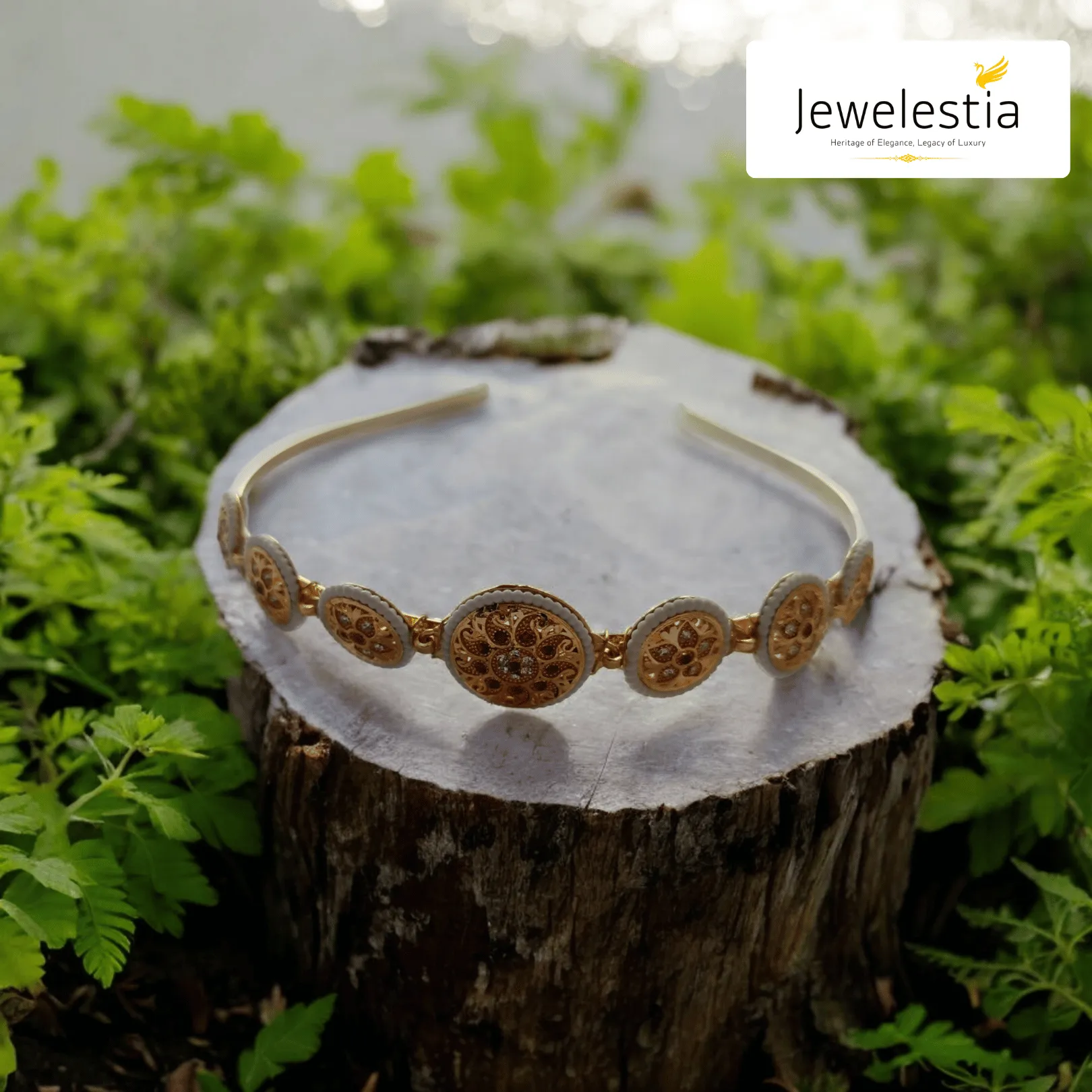 Jewelestia Golden Filigree Headband