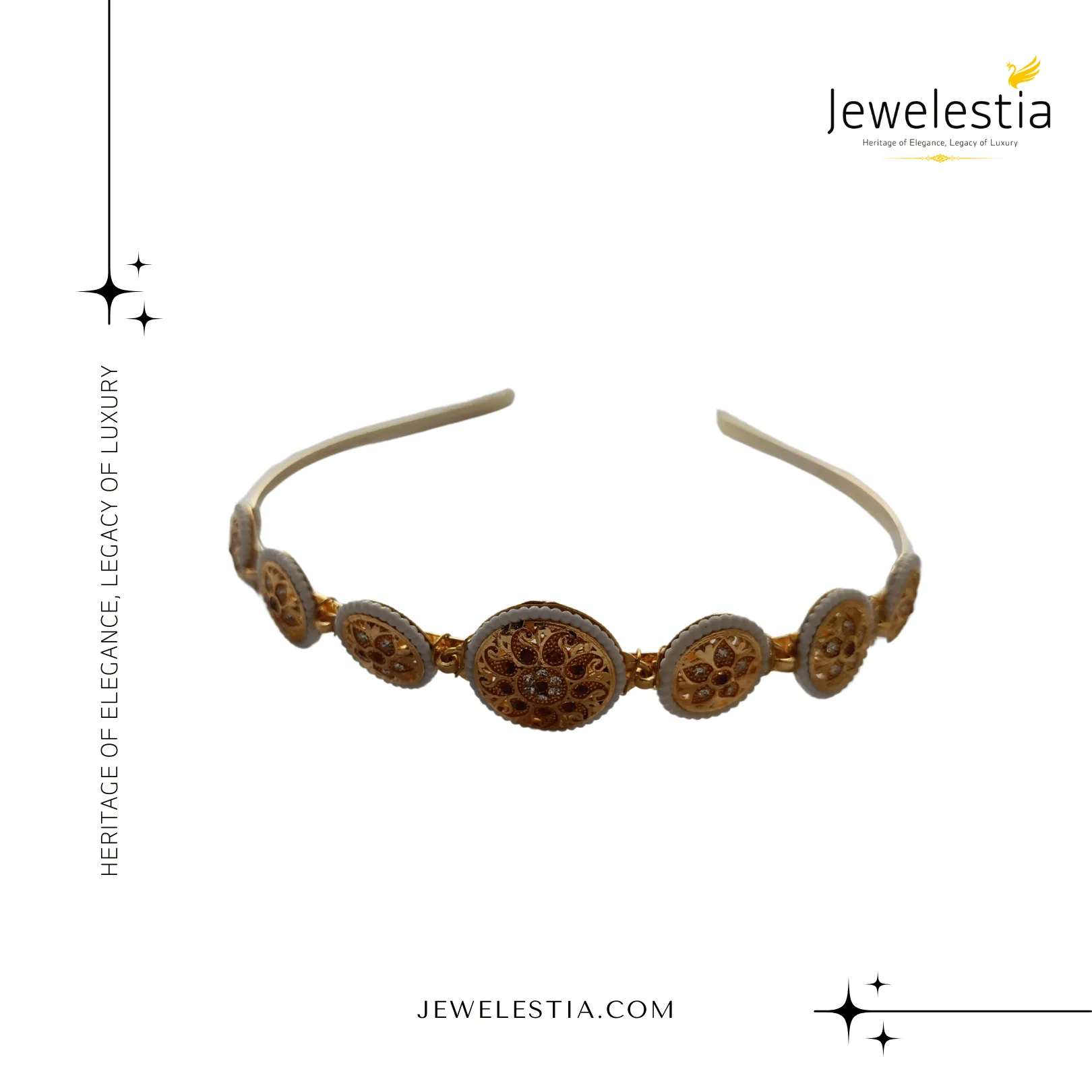 Jewelestia Golden Filigree Headband