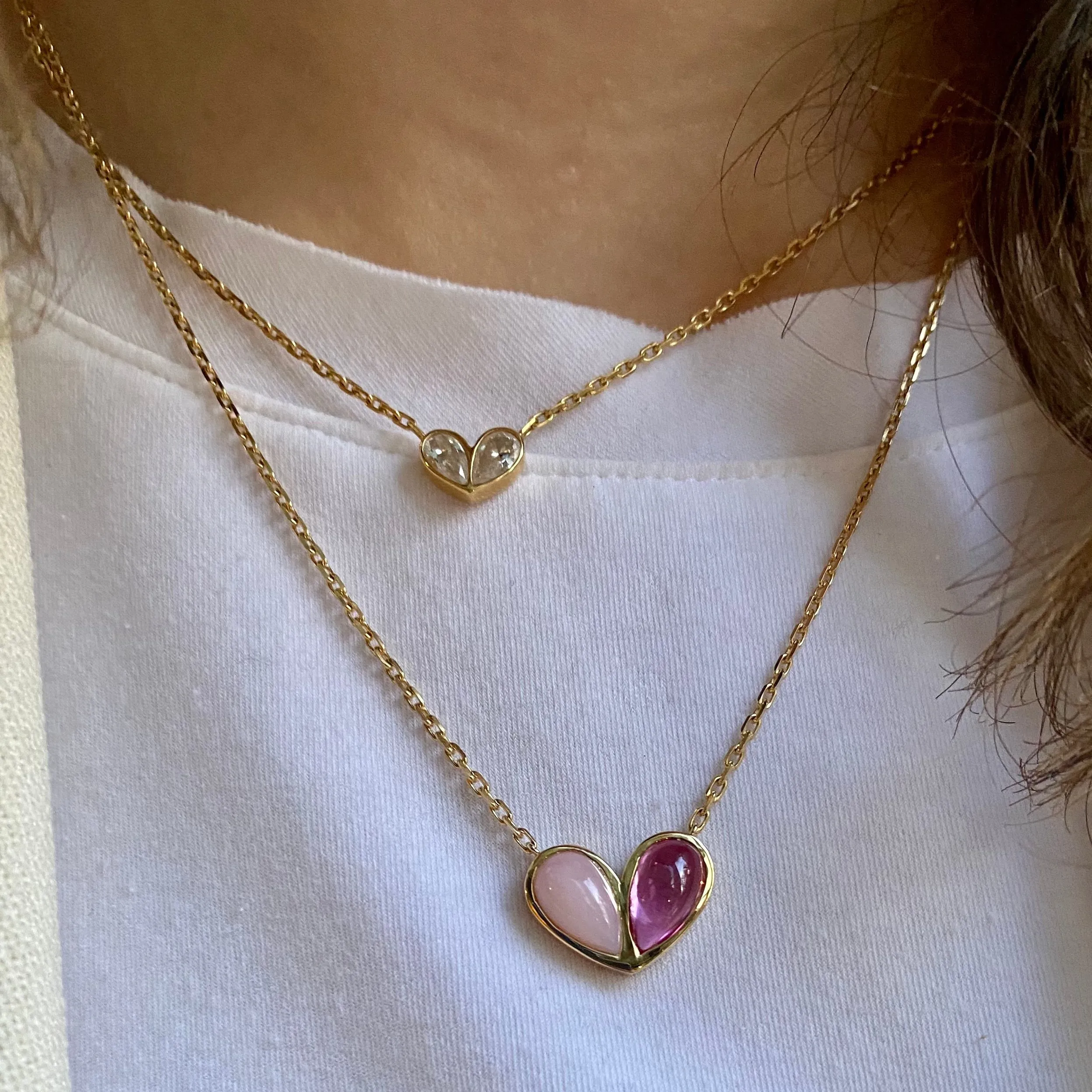 Jumbo Sweetheart Necklace Chalcedony & Larimar
