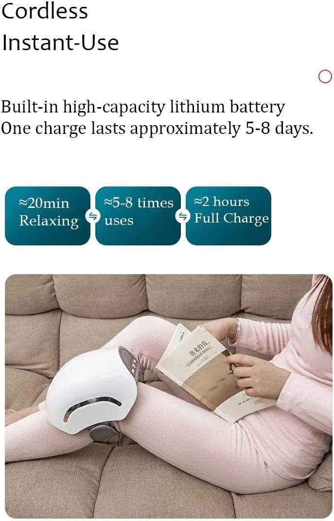 Knee Massager I Cordless & Rechargeable Massager with Heat & Vibration Therapy I Portable Pain Relief Solution for On-The-Go Living