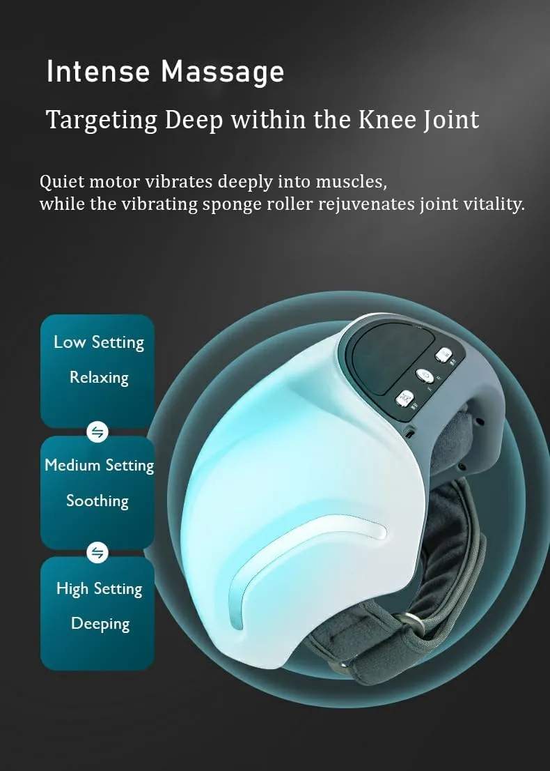 Knee Massager I Cordless & Rechargeable Massager with Heat & Vibration Therapy I Portable Pain Relief Solution for On-The-Go Living