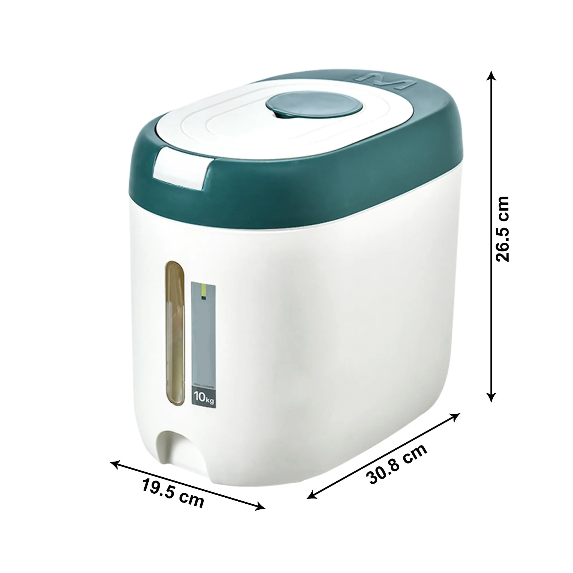 Kuber Industries Kitchen Storage Dispenser | Moisture Proof Dust Proof | Rice Cereal Dal Storage Dispenser Box | Transparent Metering Cylinder| 2020 | White