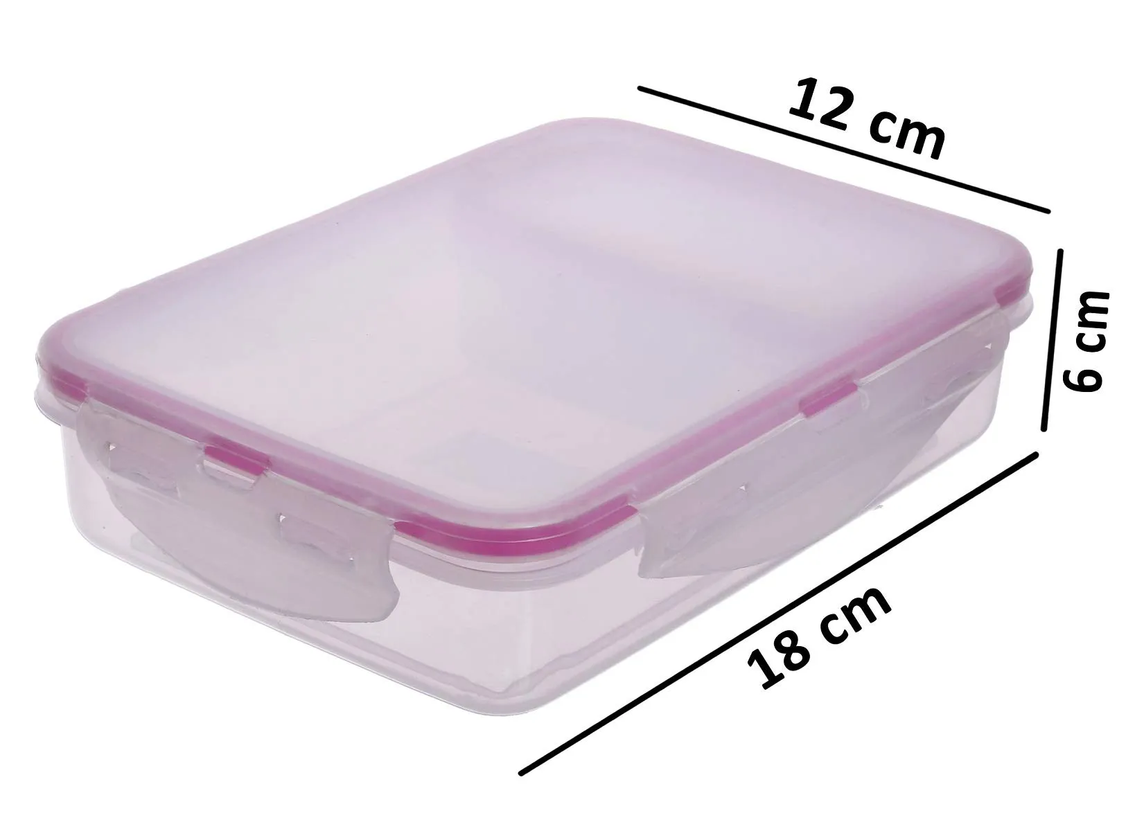 Kuber Industries Model-401 Unbreakable Plastic Medium Airtight Leakproof Transparent Lunch Box/Tiffin (Pink)-KUBMART1309