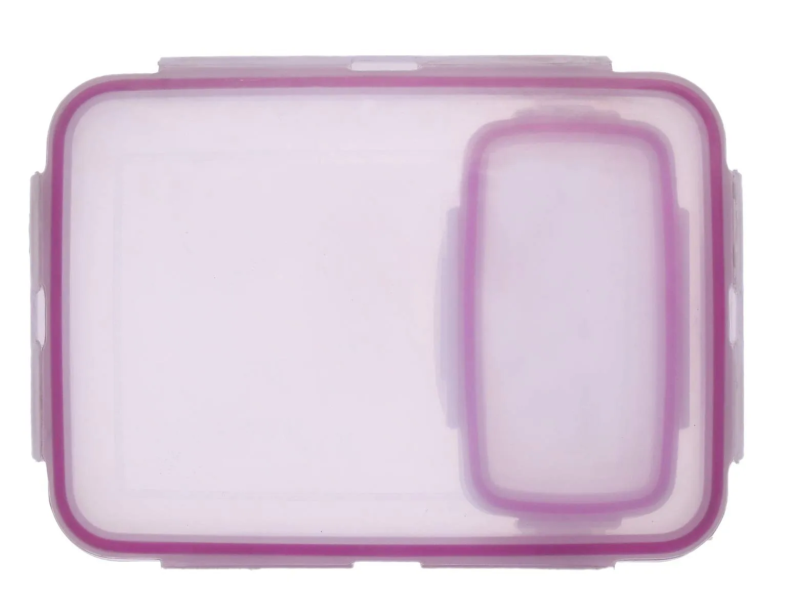Kuber Industries Model-401 Unbreakable Plastic Medium Airtight Leakproof Transparent Lunch Box/Tiffin (Pink)-KUBMART1309