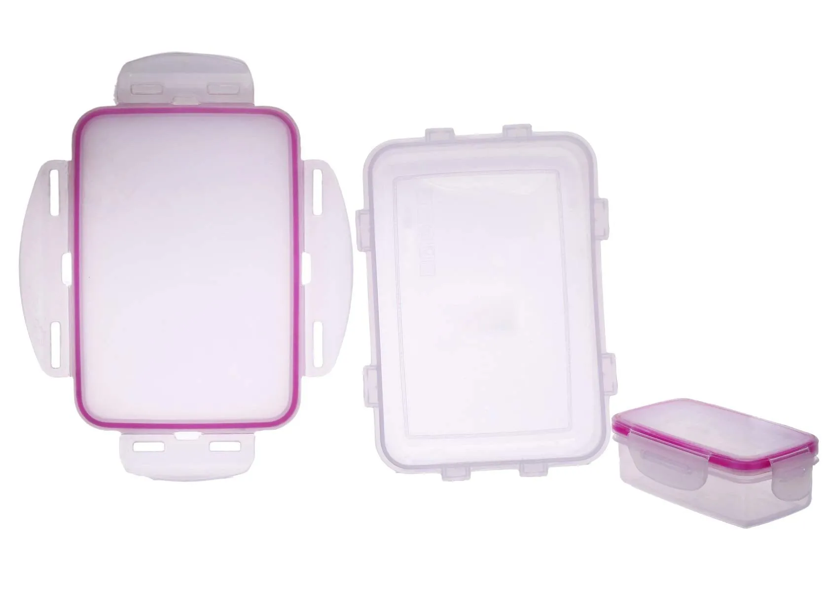 Kuber Industries Model-401 Unbreakable Plastic Medium Airtight Leakproof Transparent Lunch Box/Tiffin (Pink)-KUBMART1309