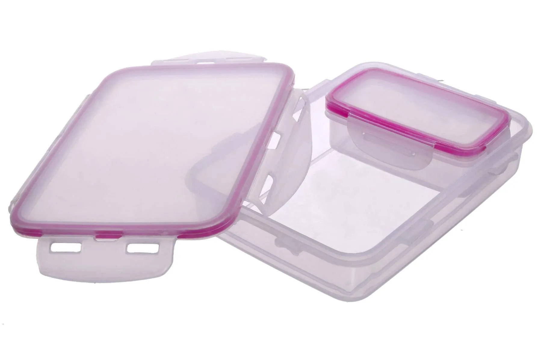 Kuber Industries Model-401 Unbreakable Plastic Medium Airtight Leakproof Transparent Lunch Box/Tiffin (Pink)-KUBMART1309
