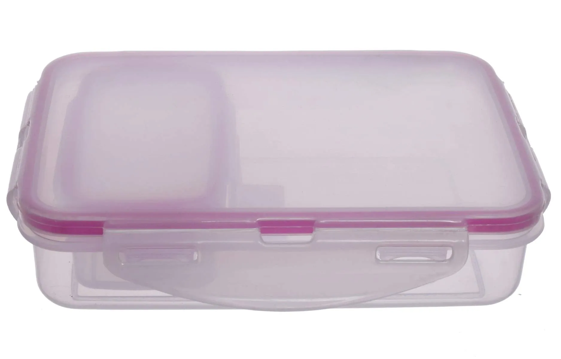 Kuber Industries Model-401 Unbreakable Plastic Medium Airtight Leakproof Transparent Lunch Box/Tiffin (Pink)-KUBMART1309