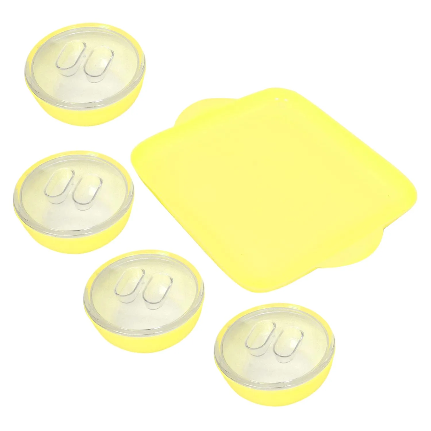 Kuber Industries Plastic 4 Bowls & 1 Square Tray Set for Serving & Store Dry Fruits, Candies, Snacks with Silicon Rubberized Ring Lid (Green)-50KM01375