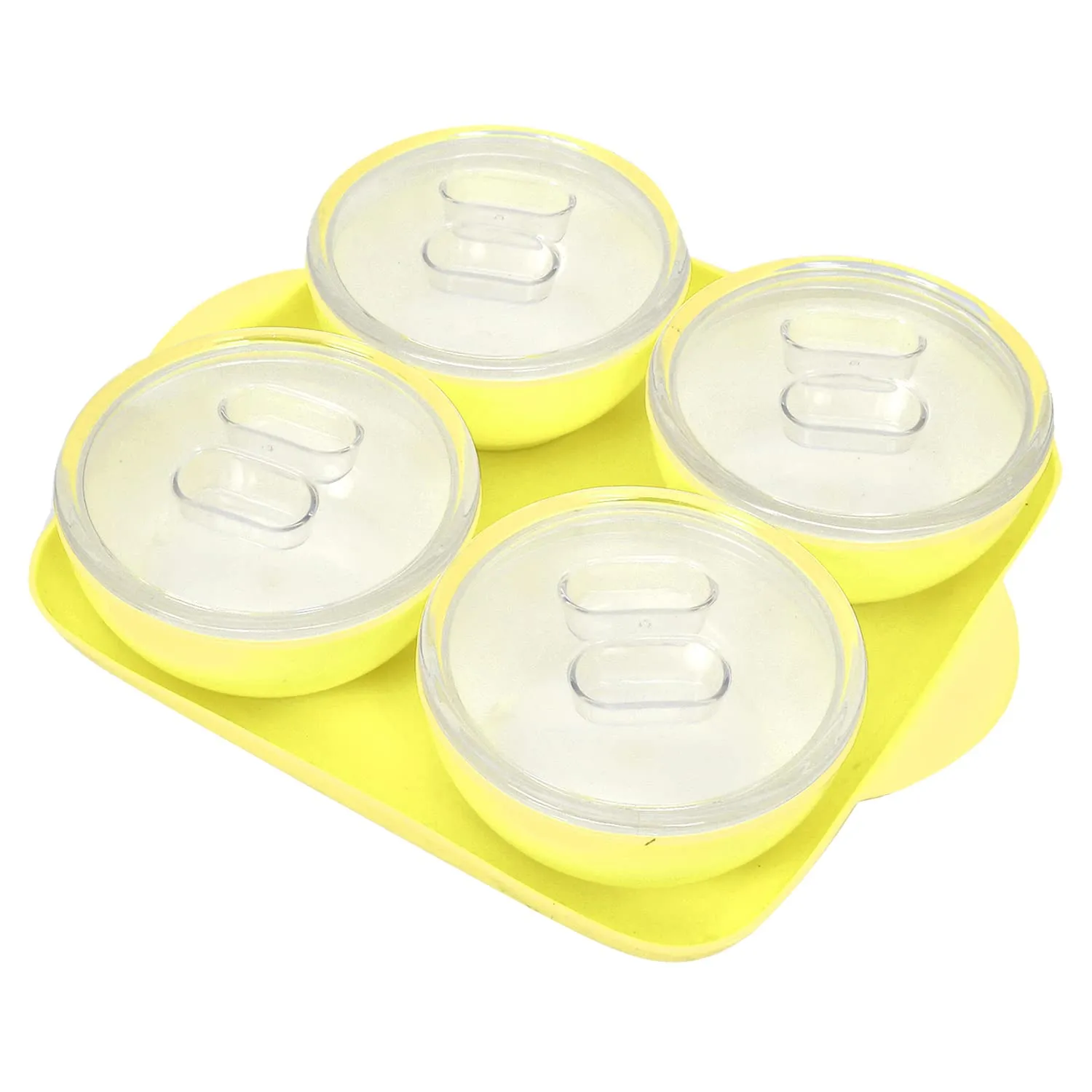 Kuber Industries Plastic 4 Bowls & 1 Square Tray Set for Serving & Store Dry Fruits, Candies, Snacks with Silicon Rubberized Ring Lid (Green)-50KM01375