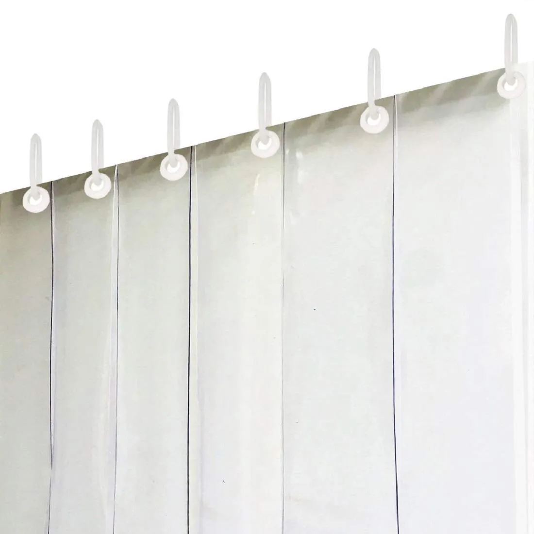 Kuber Industries PVC 8 Feet 1 MM Transparent 6 Strips AC Curtain - CTKTC029087