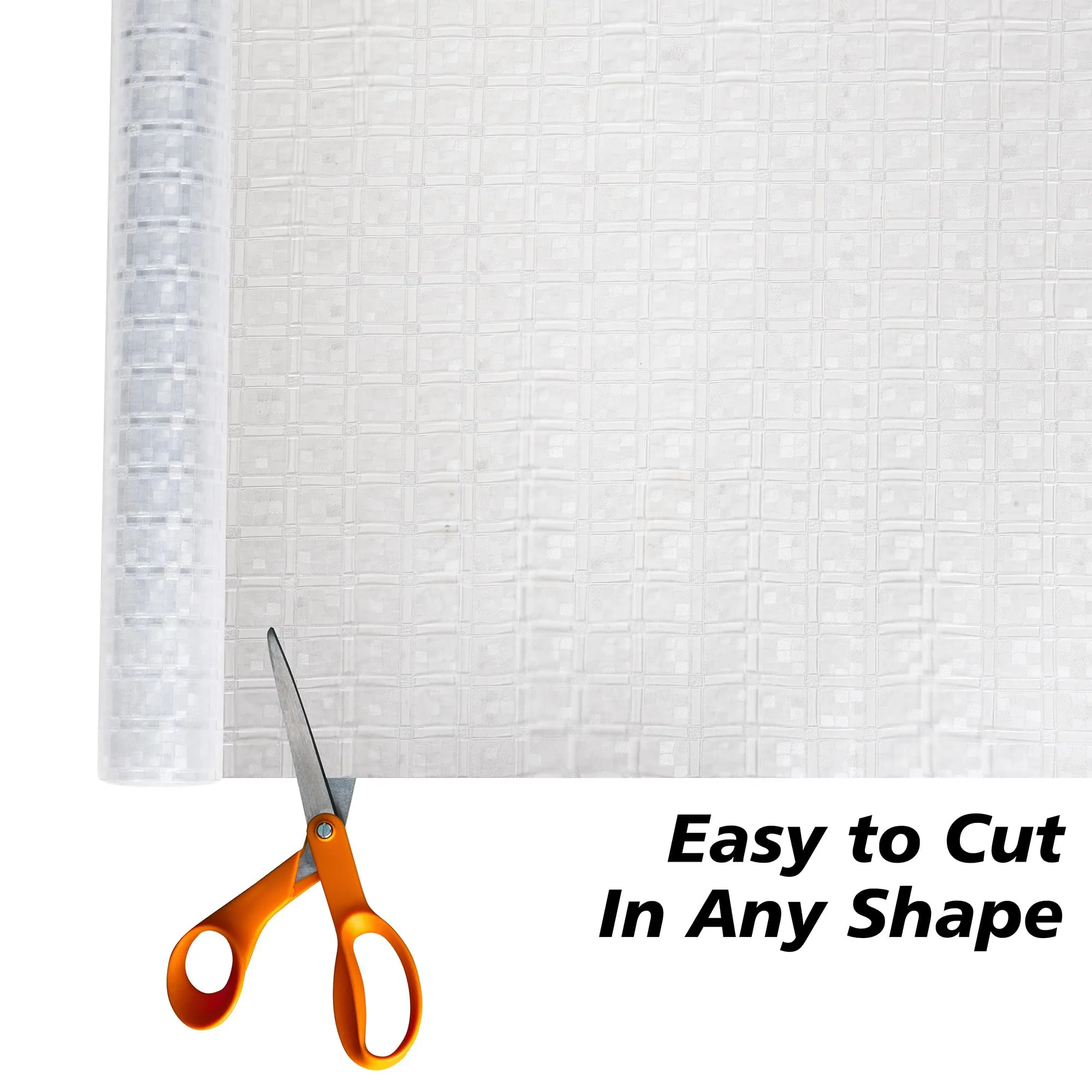 Kuber Industries Shelf Liner | Kitchen Cabinet Shelf Protector | Kitchen Liners for Cabinets and Drawers | Check-Design Shelf Liner Roll | Cabinet Mat | 3 MTR | Pack of 2 | Transparent