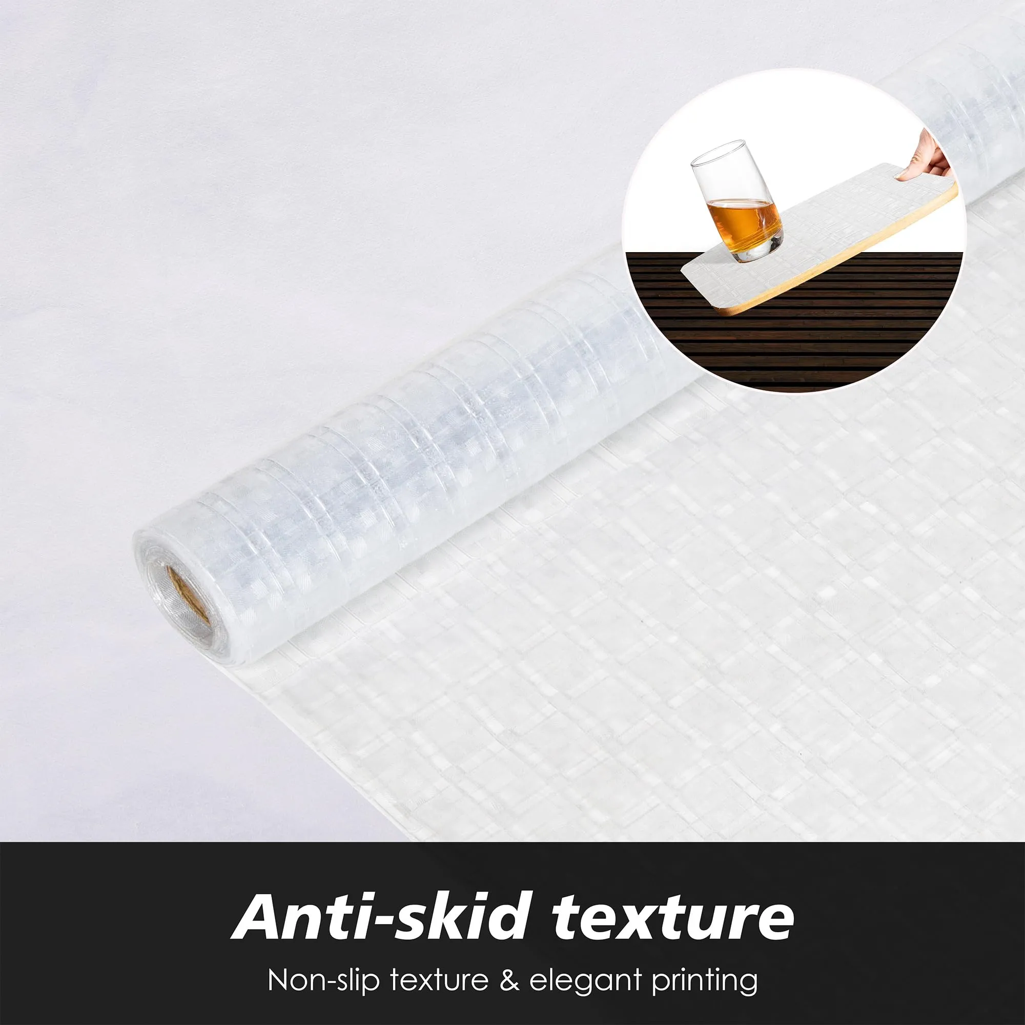 Kuber Industries Shelf Liner | Kitchen Cabinet Shelf Protector | Kitchen Liners for Cabinets and Drawers | Check-Design Shelf Liner Roll | Cabinet Mat | 3 MTR | Pack of 2 | Transparent