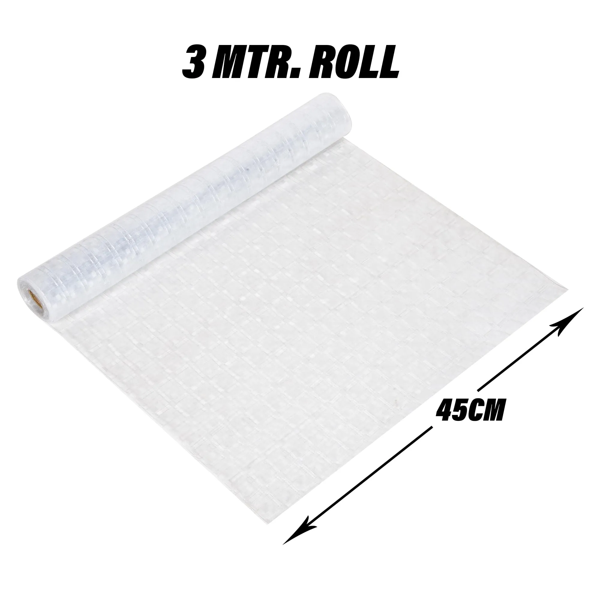 Kuber Industries Shelf Liner | Kitchen Cabinet Shelf Protector | Kitchen Liners for Cabinets and Drawers | Check-Design Shelf Liner Roll | Cabinet Mat | 3 MTR | Pack of 2 | Transparent