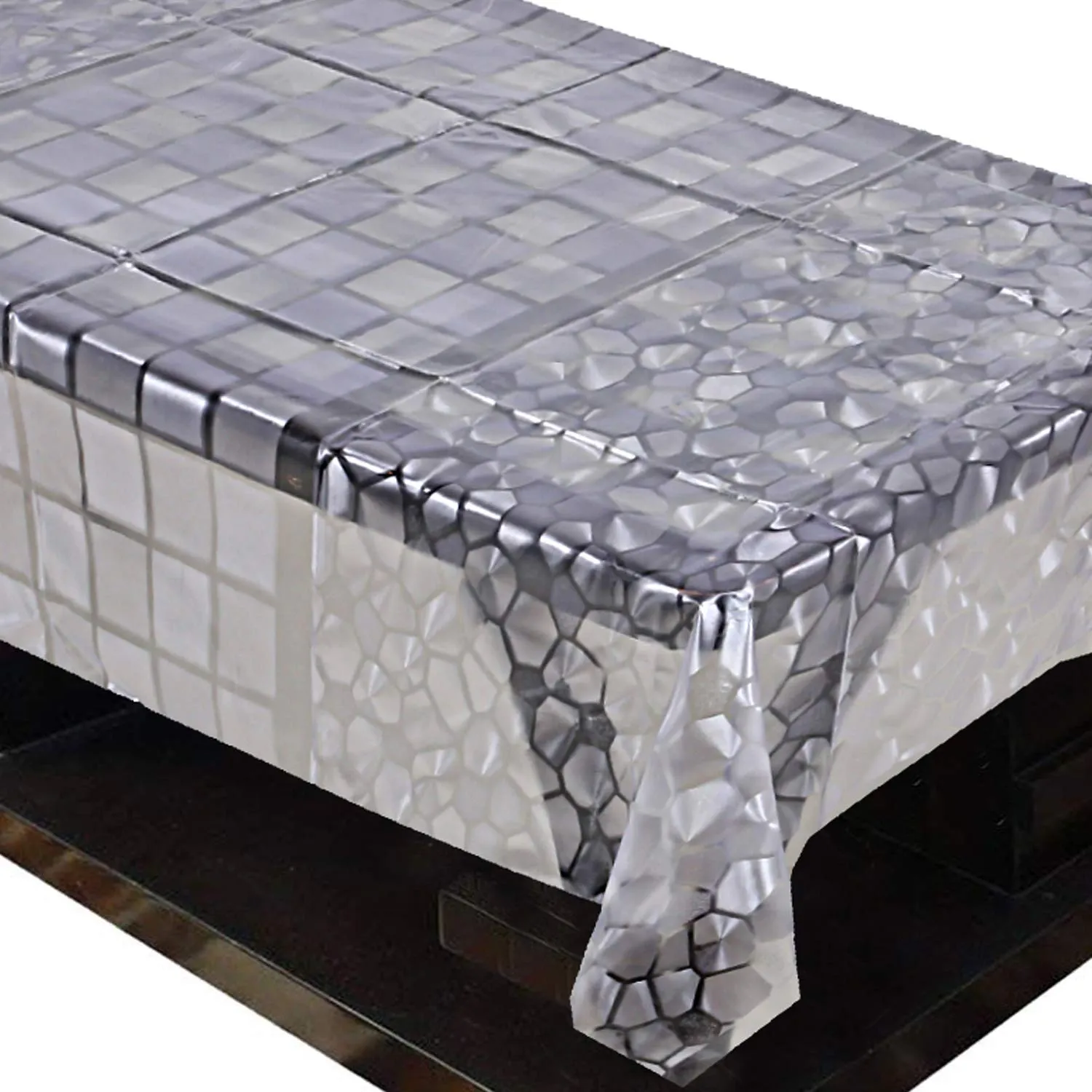 Kuber Industries Stone Design PVC 4 Seater Center Table Cover (Transparent), CTKTC13886, Standard