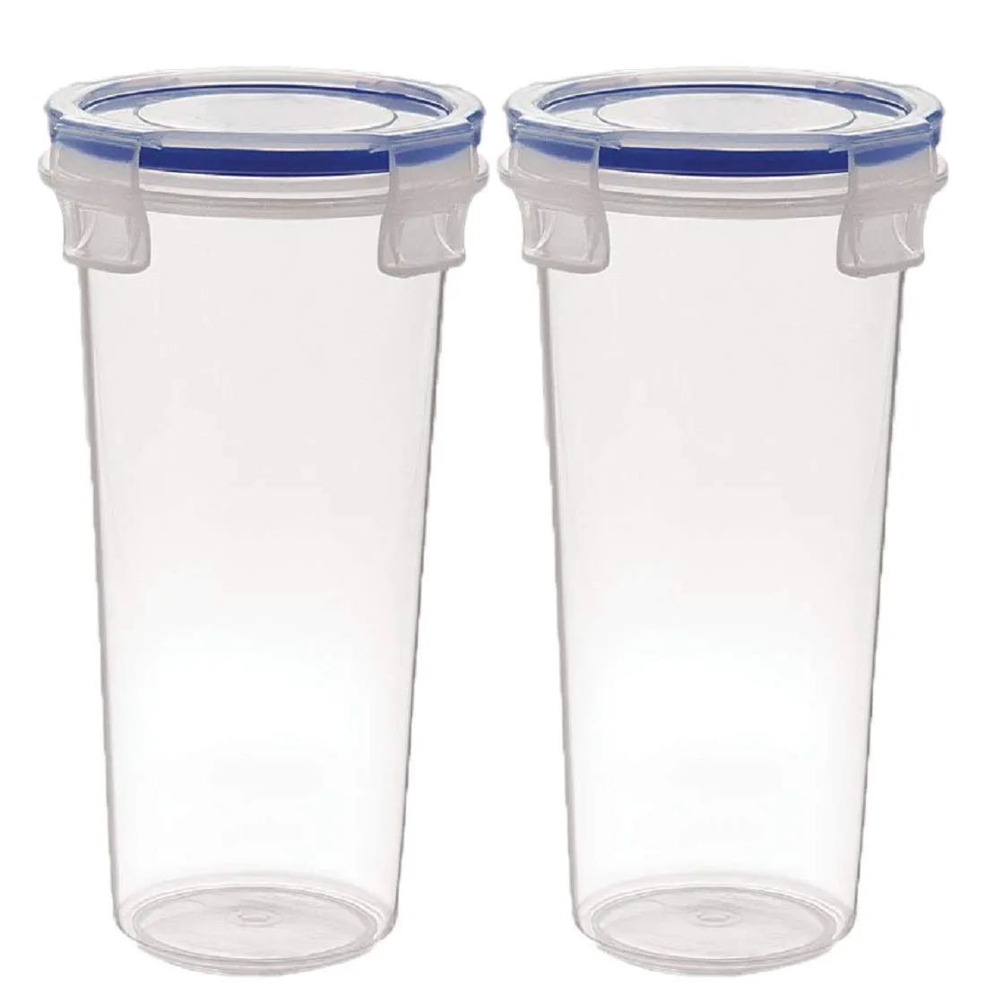 Kuber Industries Virgin Plastic Klick Big Glass 3 Piece Transparent Tumbler/airtight Container Leakproof Storage with Lid 500ml (White)