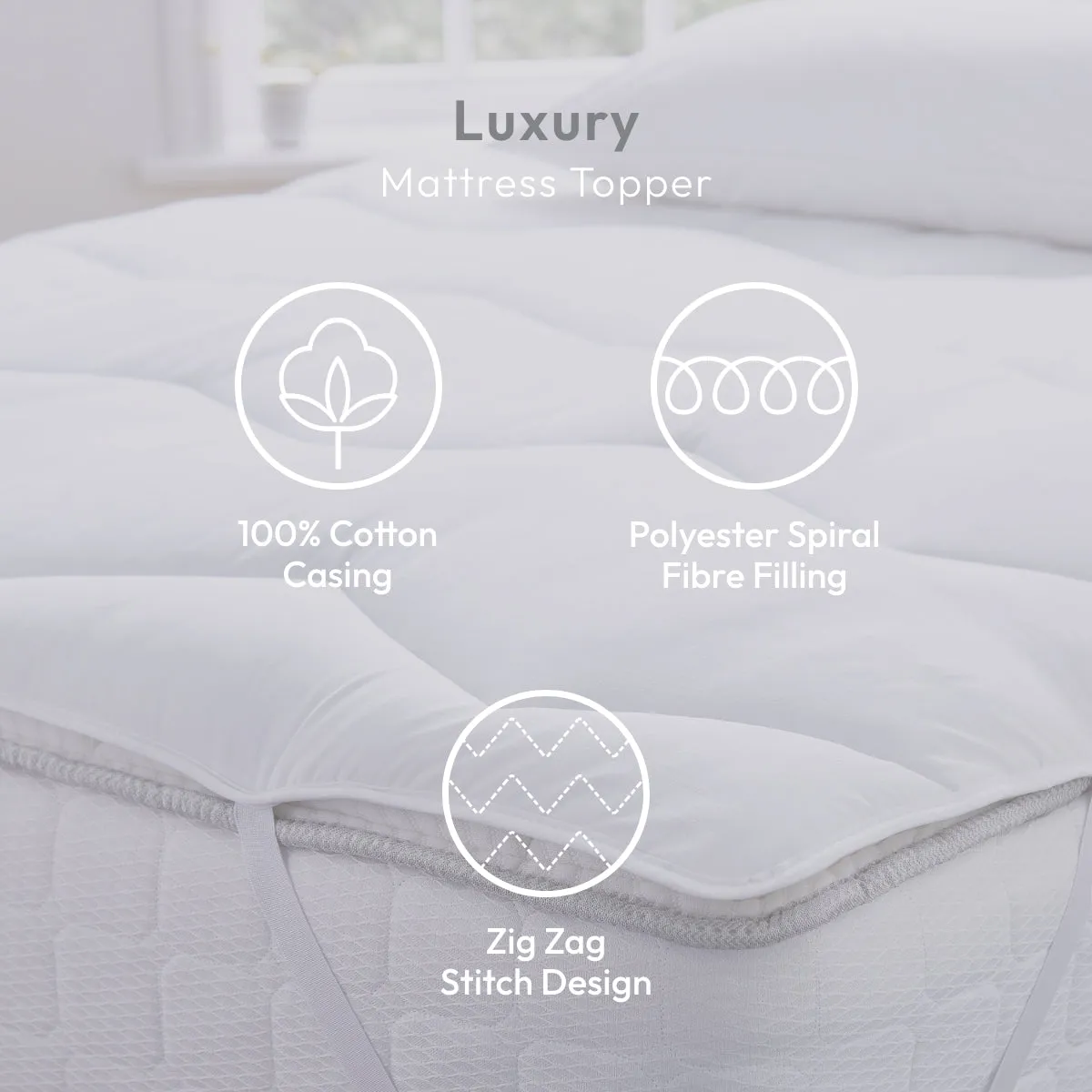 Luxury Mattress Topper, White