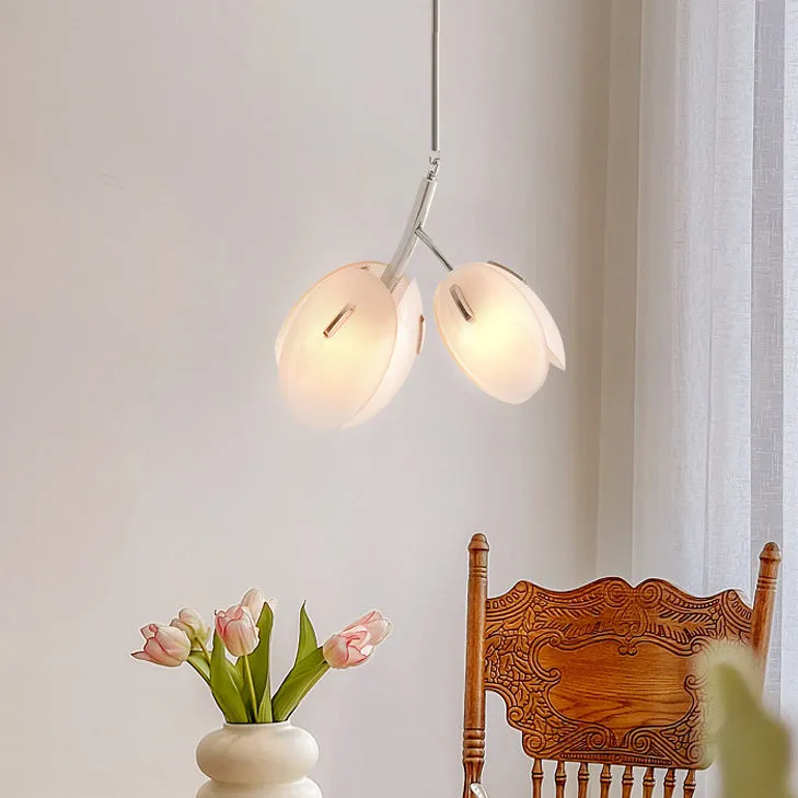 Modern Minimalist Flower Bud Iron Glass 1/2/3/4/5/6 Light Island Light Chandelier For Dining Room