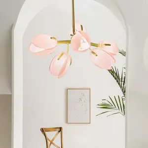 Modern Minimalist Flower Bud Iron Glass 1/2/3/4/5/6 Light Island Light Chandelier For Dining Room