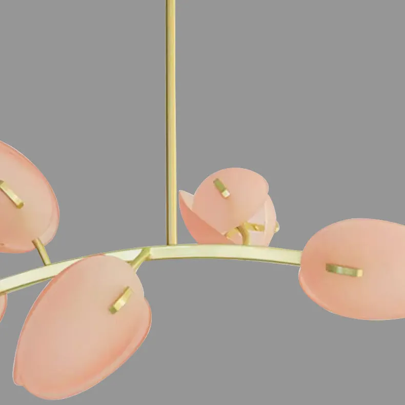 Modern Minimalist Flower Bud Iron Glass 1/2/3/4/5/6 Light Island Light Chandelier For Dining Room