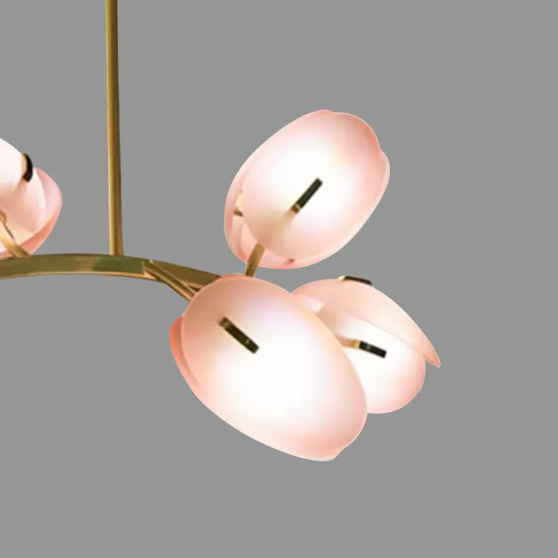 Modern Minimalist Flower Bud Iron Glass 1/2/3/4/5/6 Light Island Light Chandelier For Dining Room