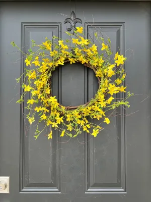 Modern Minimalist Forsythia Wreath