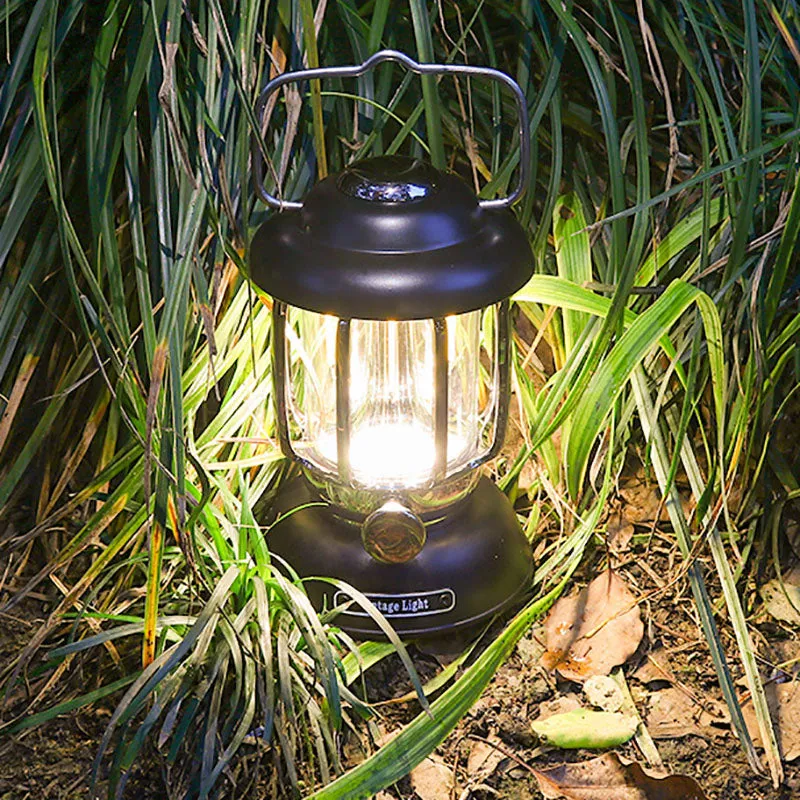Modern Minimalist Waterproof Cylindrical Iron ABS LED USB Camping Outdoor Light For Outdoor Patio
