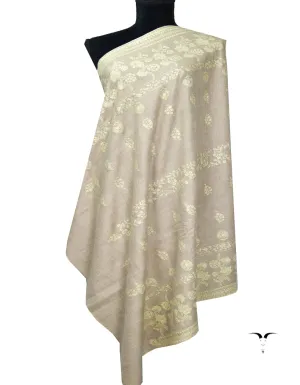 Natural Grey Embroidery Pashmina Shawl 7372
