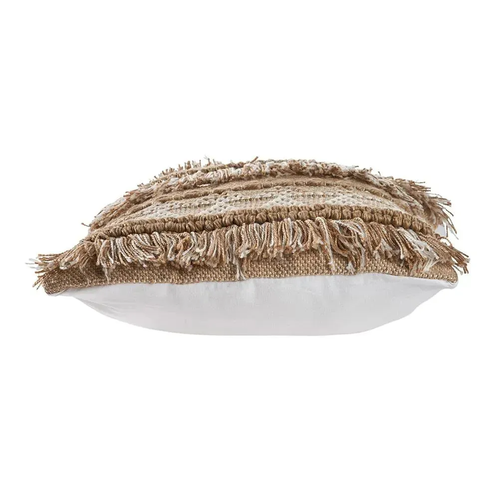 Neutral Geometric Fringe LR07455 Throw Pillow